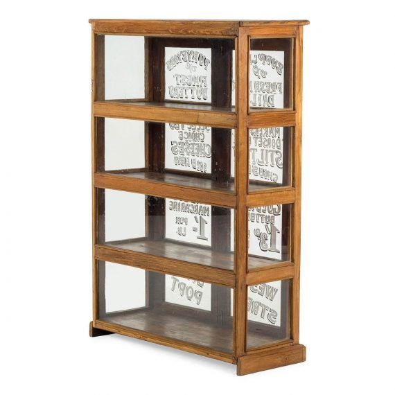 96001000514 - meuble présentoir antique Francisco Segarra - 88x43xH148cm avec vitrine et étagères en bois_2