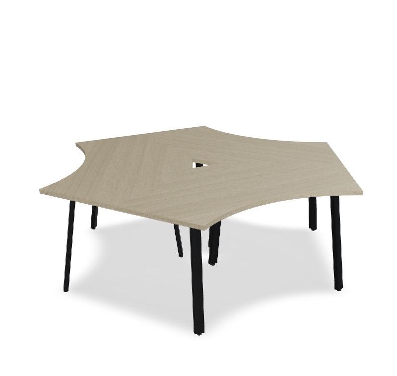 Bureau bench 3 personnes Ogi A - MDD. - Noir, Chêne Canadien_2