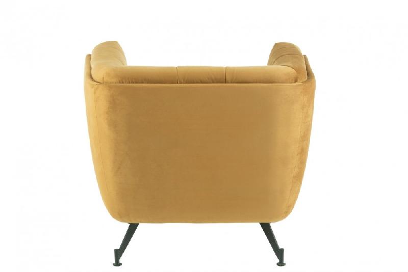 Fauteuil lounge Marianah ocre - style contemporain et assise capitonnée en velours_2