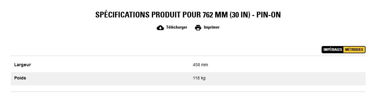 Godet d'excavation extra-robuste - caterpillar finance france - 762 mm (30 in) - pin-on - poids 118 kg_2
