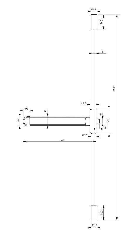 Serrure antipanic S-PUSH 2/3 points haut et bas réversible - laqué noir - conforme norme CE NF EN1125_2