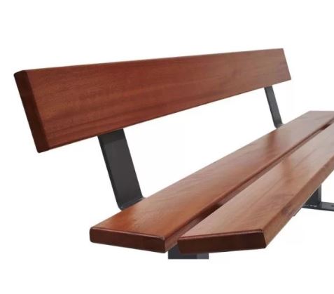 Banc public bois et acier - Pagode, longueur 1800 mm, structure en tube acier peint_2