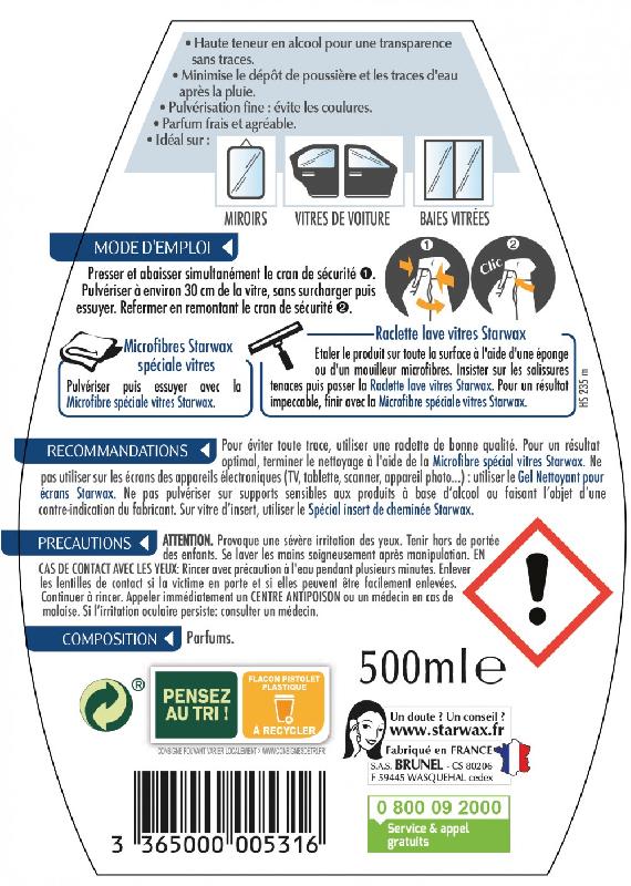 Nettoyant vitre anti-traces STARWAX - 0.5 L - Fabrication française - Nettoyage facile et sans traces_2