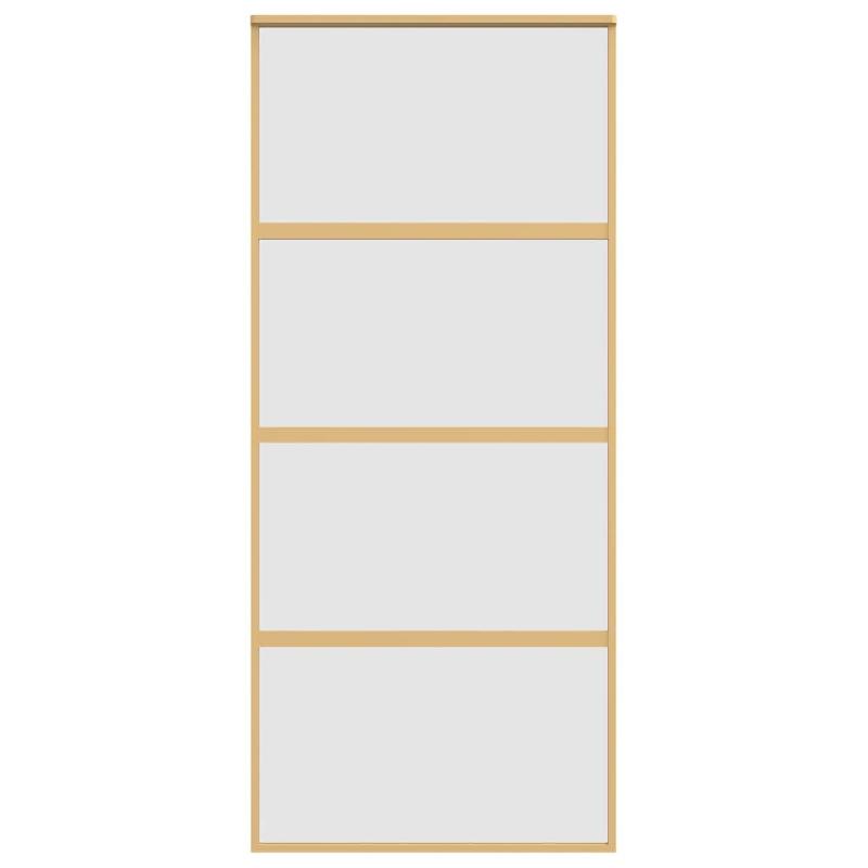 Vidaxl porte coulissante doré 90x205 cm verre esg dépoli et aluminium 155182_2