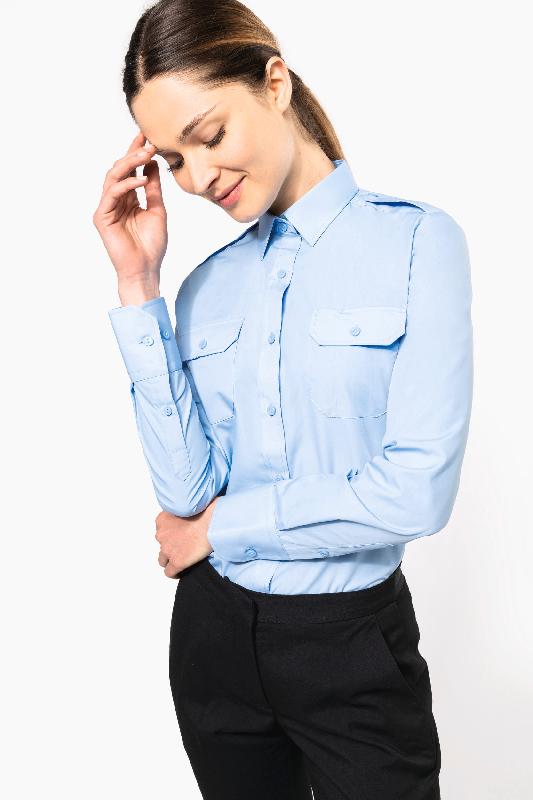 Chemise pilote manches longues femme Kariban - Réf: K506 - Popeline 65% polyester / 35% coton - Look élégant et corporate_2