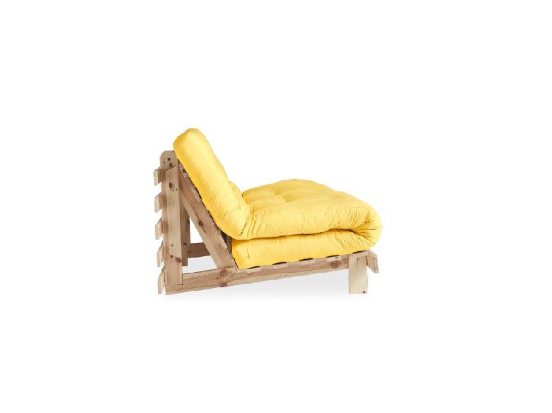 Canapé convertible futon ROOTS - Pin naturel jaune - Couchage 140x200 cm - Design japonais et scandinave_2