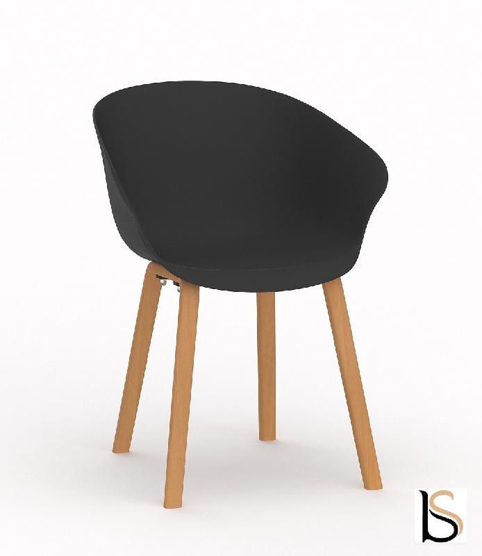 Lot de 4 chaises visiteurs Hop - Mobel Linea. - Noir_2