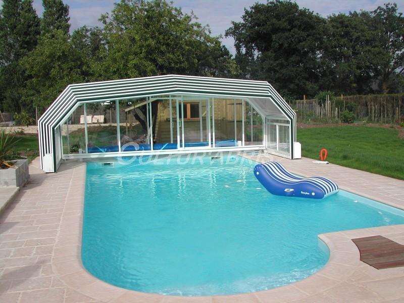 Abri piscine haut Romane - télescopique, motorisé, en aluminium T6 et inox 316L avec toit en polycarbonate cristal_2
