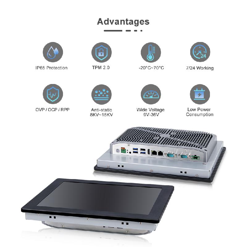 Panel PC industriel fanless 12.1 pouces 4:3 XGA pour HMI, supervision et automatisation - EVI-12SAR - façade IP65, Intel Core i3/i5/i7_2