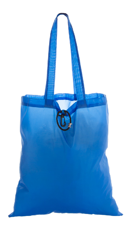 Sac shopping pliable - bracelet en caoutchouc - polyester 190D - couleur bleu_2
