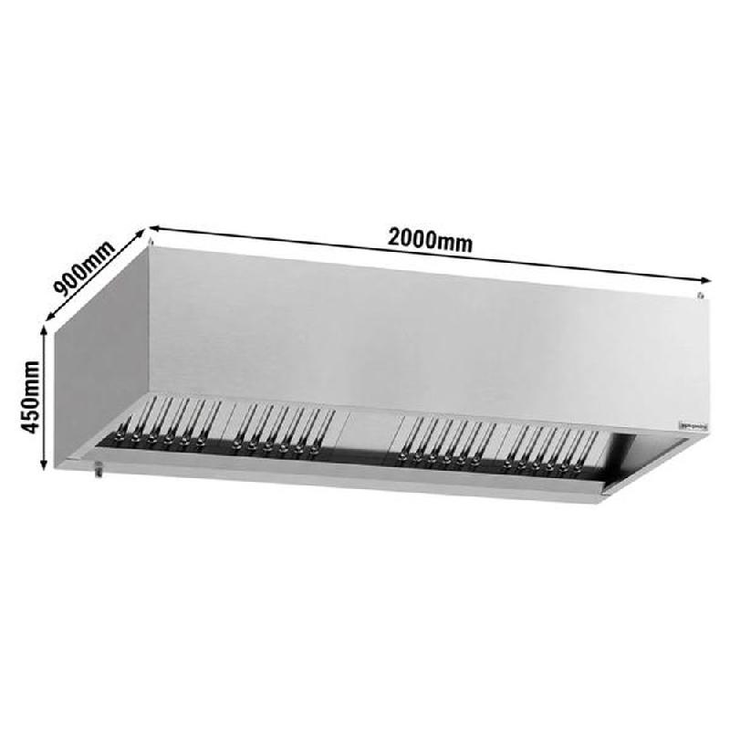 Hotte caisson inox statique 2m avec filtre et éclairage | Profondeur 900 mm_2