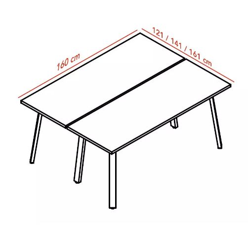 Ogi-A - Bureau bench open space 2, 4, 6 personnes - Plateau mélaminé 28mm - Options de câblage_2