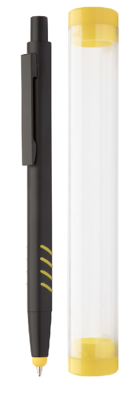 Stylo à bille stylet en aluminium - grip, embout en caoutchouc, gravure colorée et encre bleue_2