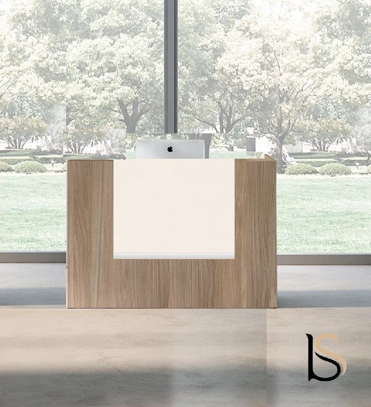Borne d'accueil compacte Z2, ton bois 1 personne - Officity - 146, Blanc mat, Orme_0