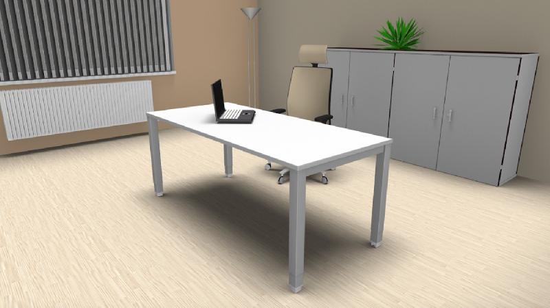 Bureau individuel Tempo réglable en hauteur. - Argent Ral 9006, 160, Blanc_2