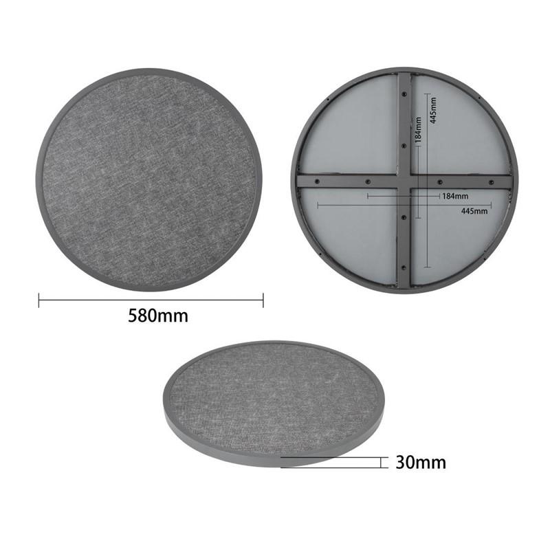 Plateau de table extérieur rond en verre trempé noir brossé bord gris 580mm | Bolero - DL489_2