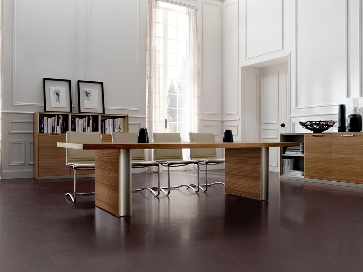 Table de réunion contemporaine en bois - IPSOS - formes géométriques, modulable, finitions haut de gamme_2