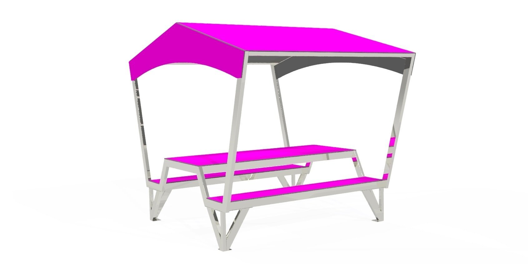 Table et 2 bancs en acier inoxydable avec abri - Référence MUB12 - Coloris variés et matériaux nobles_2
