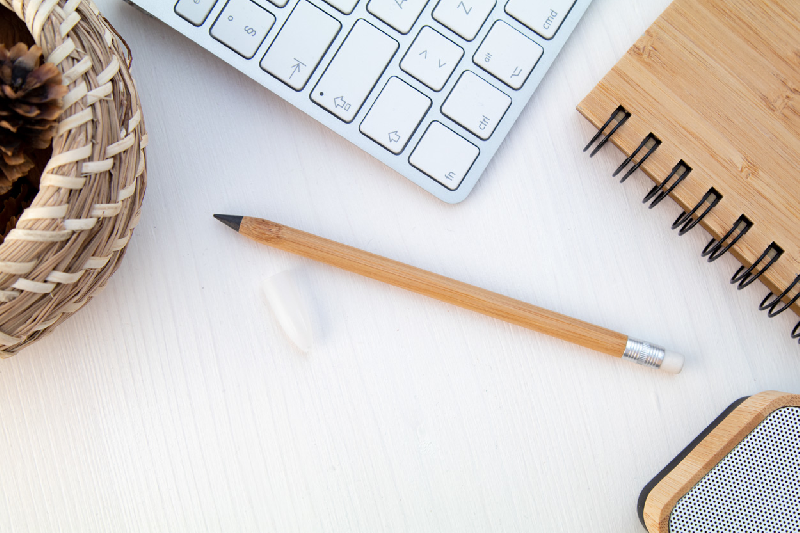 Stylo en bambou sans encre - longue durée - gomme blanche et pointe en alliage métallique_2