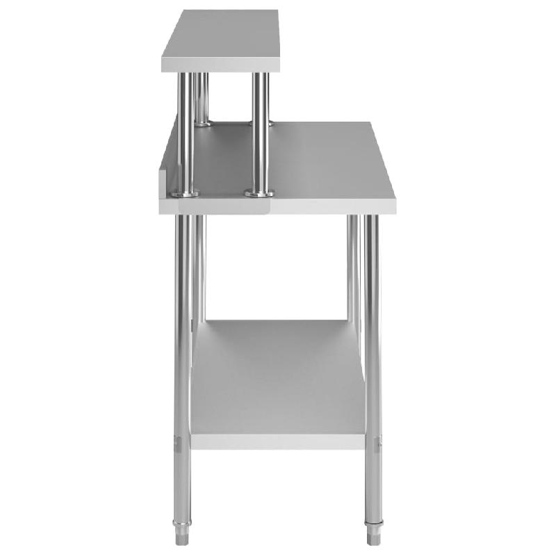 Vidaxl table de travail de cuisine avec étagère 120x60x120 cm inox 3054469_2