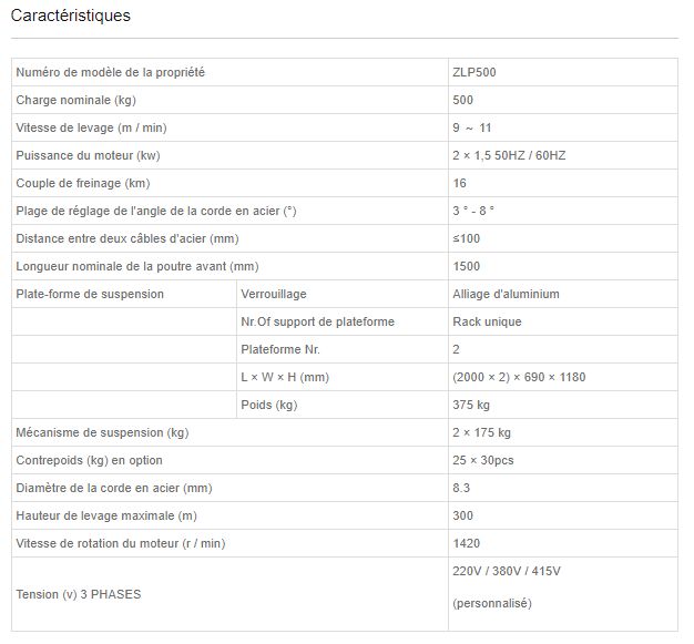Zlp500 - nacelle suspendue - Success - charge nominale 500kg - travaux aériens et entretien de grandes hauteurs_2