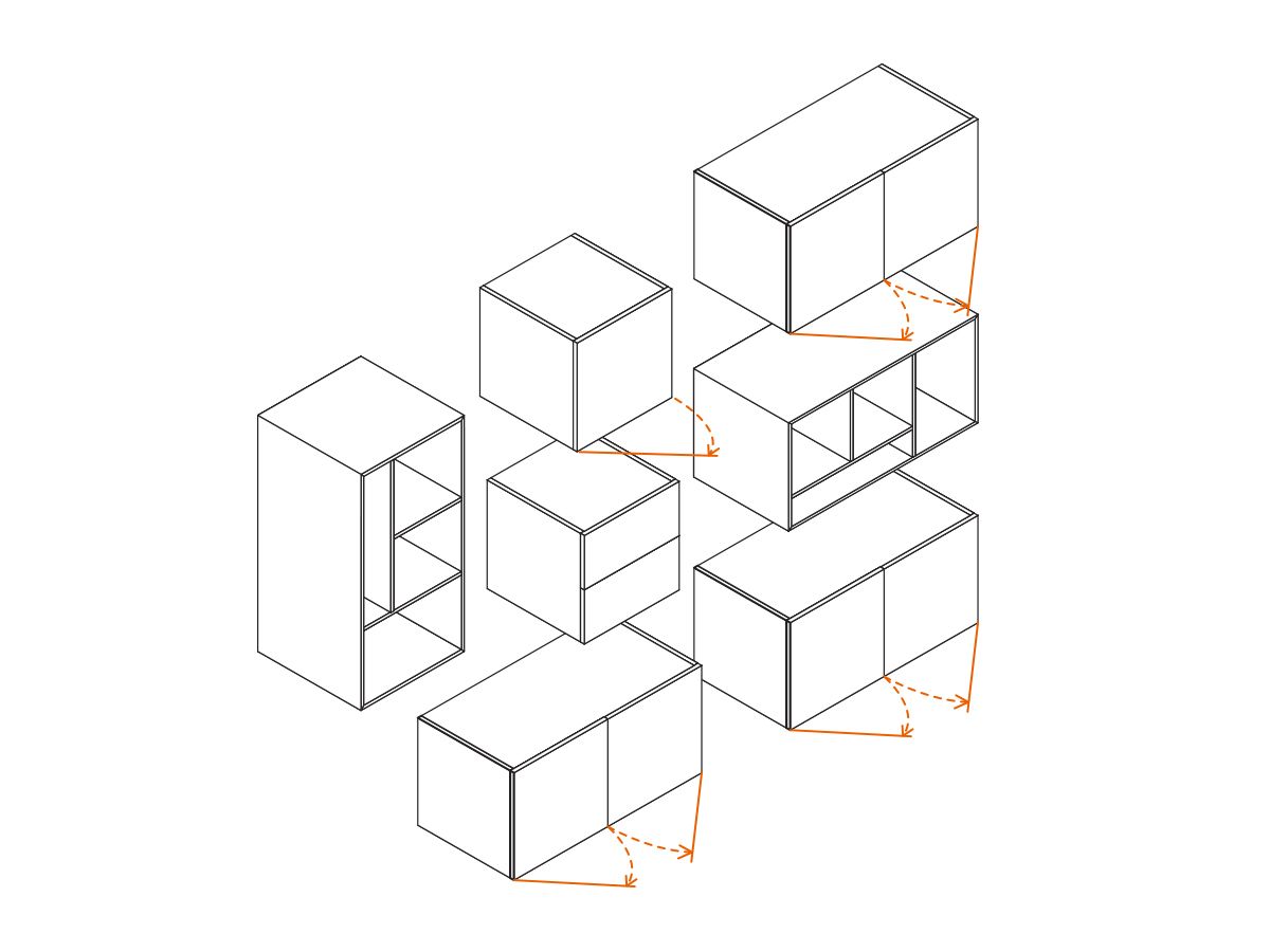 Armoire mi-haute avec portes push open - Firenze - L182.4 x H150.2 cm - Meuble modulable design et contemporain_2