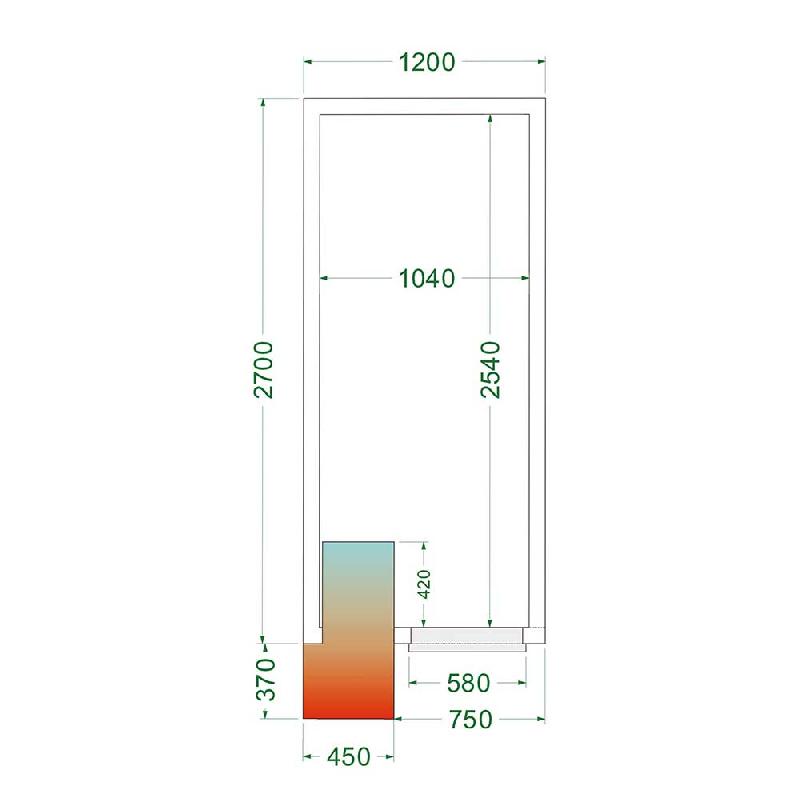 Chambre froide positive 5,39 m3 (1200 x 2700 x 2200 m) avec monobloc de paroi_2