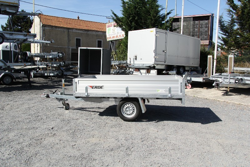 Remorque plateau avec frein - 4 anneaux d'ancrage - ERDE EXPERT XR260F - fabrication française pour usages professionnels_2