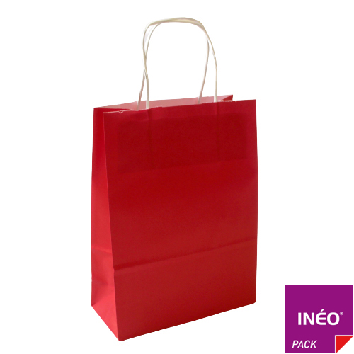 Sac kraft rouge à poignées torsadées - personnalisable - paquet de 50 - plusieurs dimensions disponibles_2