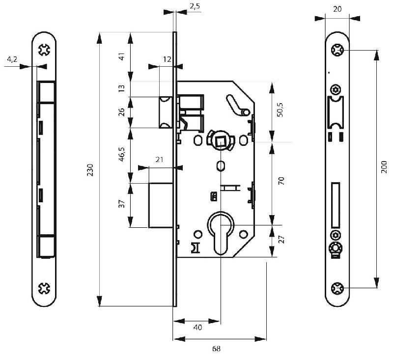 Serrure encastrable Monomax pour porte d'entrée - Têtère affleurante gauche - Réf : 00086835 - Marque THIRARD_2