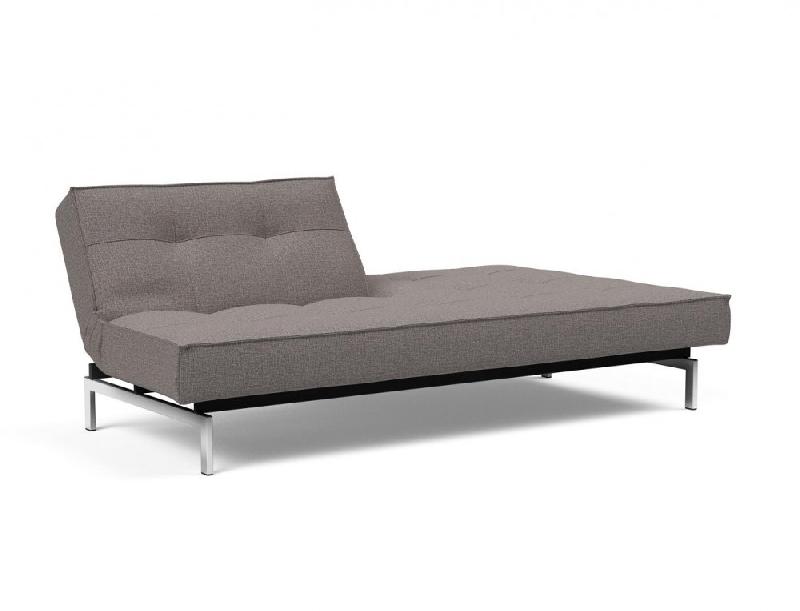 Canapé-lit convertible Innovation Living Splitback Chrome - Couchage 115x210 cm - Tissu Mixed Dance Grey_2