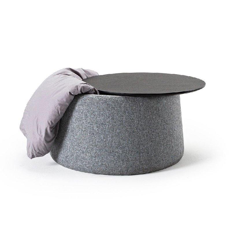 Innovation Living - Table basse design Stone 70x43 cm - Plateau bois noir - Tissu Twist Granite_2