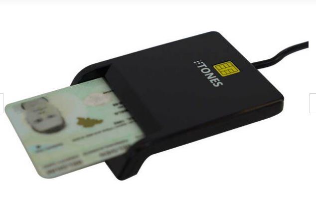 Lecteur carte d'identité USB - TONES - Noir avec indicateurs LED et carte à puce_2