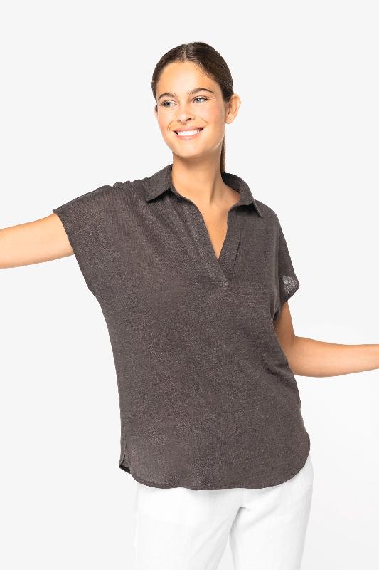 Polo en lin femme - Réf: NS221 - 100% lin, coupe ajustée et marque Native Spirit_2