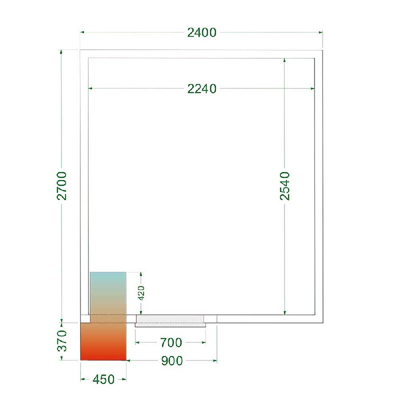 Chambre froide positive 11,6 m3 (2400 x 2700 x 2200 mm) avec monobloc de paroi_2