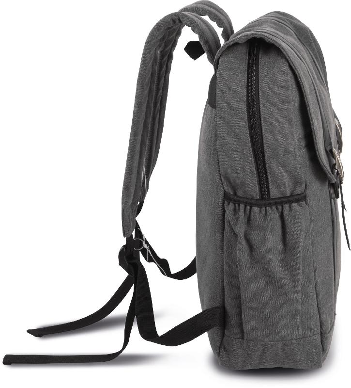Sac à dos en toile de coton à rabat - Réf: KI0143 - Kimood - Pour tablettes et ordinateurs jusqu'à 13''_2