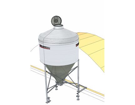 Silo d'aliment d'élevage déplaçable à vide avec cône axial translucide - Ø2325 - Capacité entre 6 et 9m3_2
