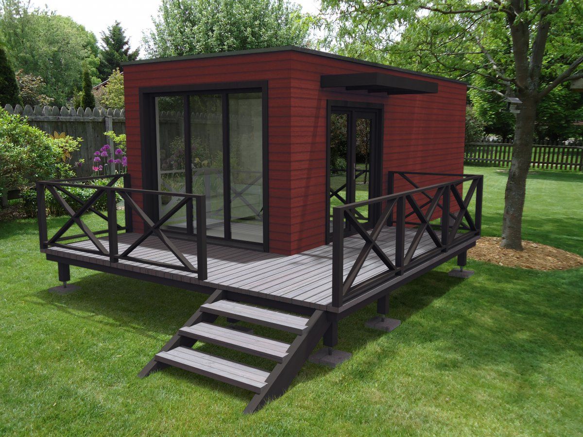 Studio de jardin - maison de jardin avec ossature bois - Bruxelles 20 m² avec terrasse et baies vitrées_2