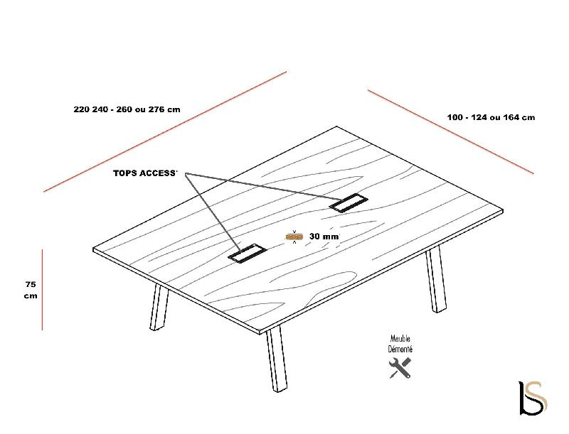 Table de réunion bois Take-Off - Bralco - Oui, Chêne vieilli, Chêne vieilli, 260 x 100 cm_2