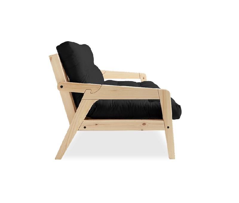 Canapé convertible futon GRAB en pin naturel - Coloris gris foncé - Couchage 130x190 cm_2