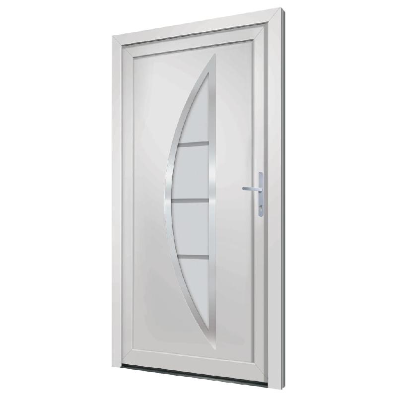 Vidaxl porte d'entrée blanc 98x208 cm pvc 3187870_2