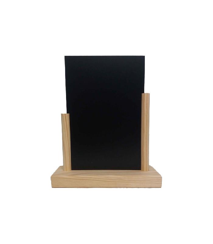 Porte menu de table en bois brut avec ardoise format A5 - Lot de 2 - Fabrication française - Référence : LSTF56BRUT_2