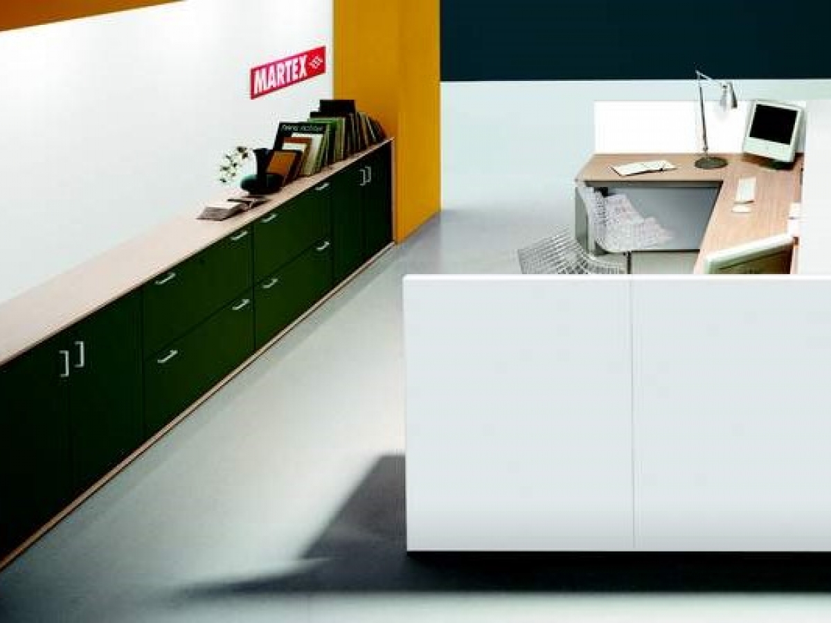 Banque d'accueil droite fonctionnelle et modulaire en bois - SHELTER - Design contemporain et personnalisable_2