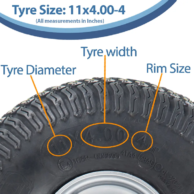 11x4.00-4 Tondeuse à gazon Pneus et jante acier P332 20mm Roulements 145kgs (Lot de 2)_2