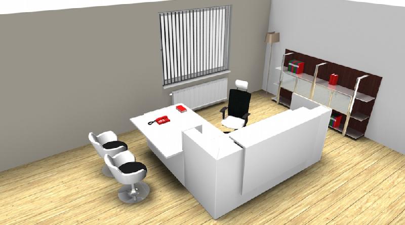 Bureau d'accueil angle Z2 avec accès bas sur le côté - Officity. - Blanc mat, Gauche, Blanc_0