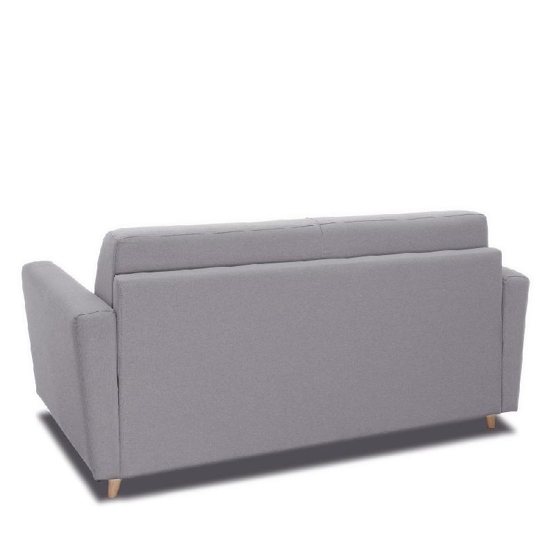 Canapé convertible express Mezzano - Matelas 16 cm - Sommier métal 140 cm - Tissu tweed gris clair - Design scandinave_2