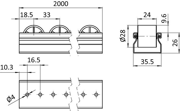 Rail à rouleaux économique, durable et à fonctionnement fluide - 12 pièces -XST R28_2