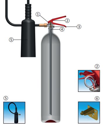 CS5-AB - Extincteur à dioxyde de carbone (CO2) - Anaf - 5 kg - Certifié PED, MED et NF EN3_2