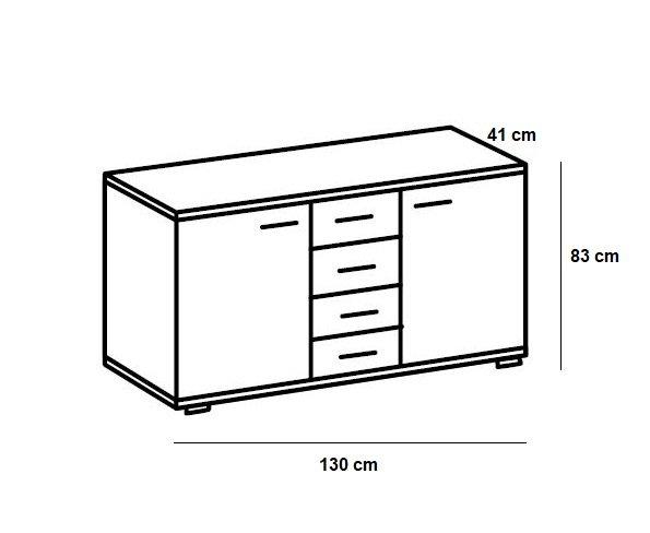 Buffet Caramella - 4 tiroirs, 2 portes, design contemporain en chêne_2
