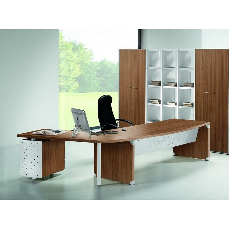 Bureau de direction XTIME WORK - QUADRIFOGLIO - avec retour sur caisson porteur - Plateau jusqu'à 200 cm_2